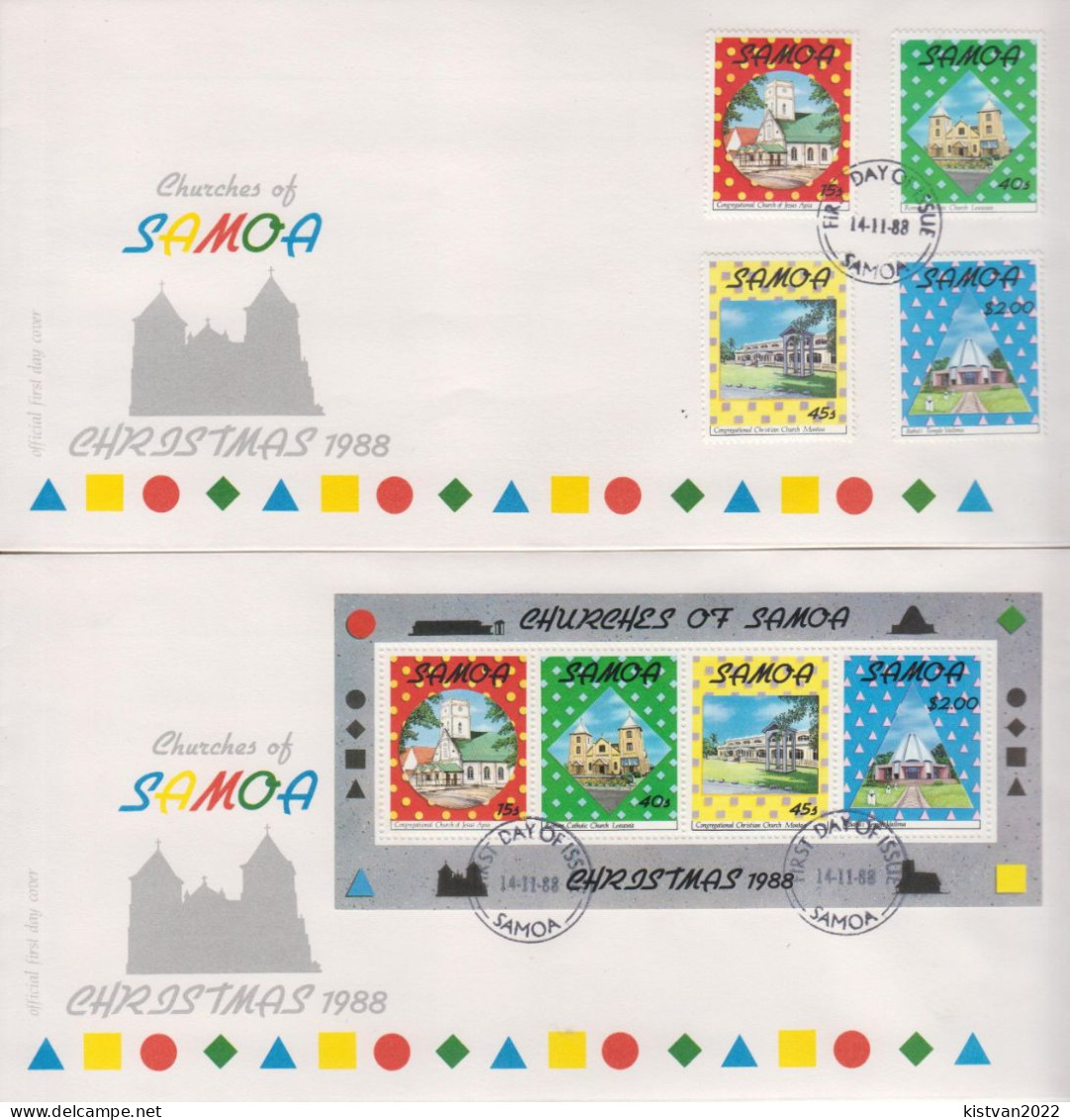 Samoa Set And SS On FDCs - Christmas