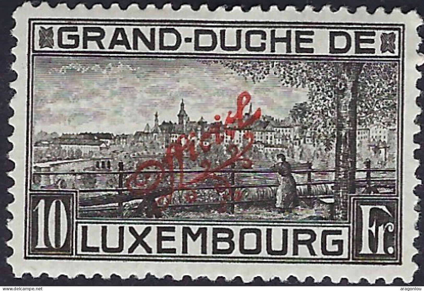 Luxembourg - Luxemburg - Timbre   1922   10 Fr.   Officiel   Rouge   *   VC. 38,- - Used Stamps