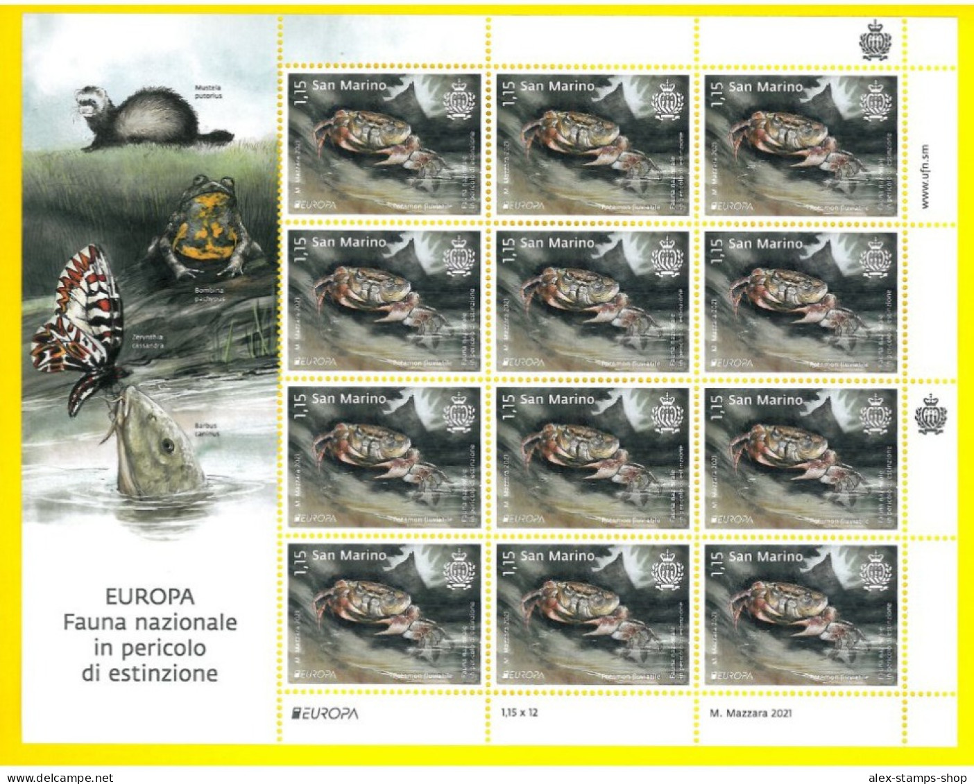 SAN MARINO 2021 Minifogli EUROPA Fauna Nazionale Pericolo Est.- NEW SHEET - Blocks & Sheetlets