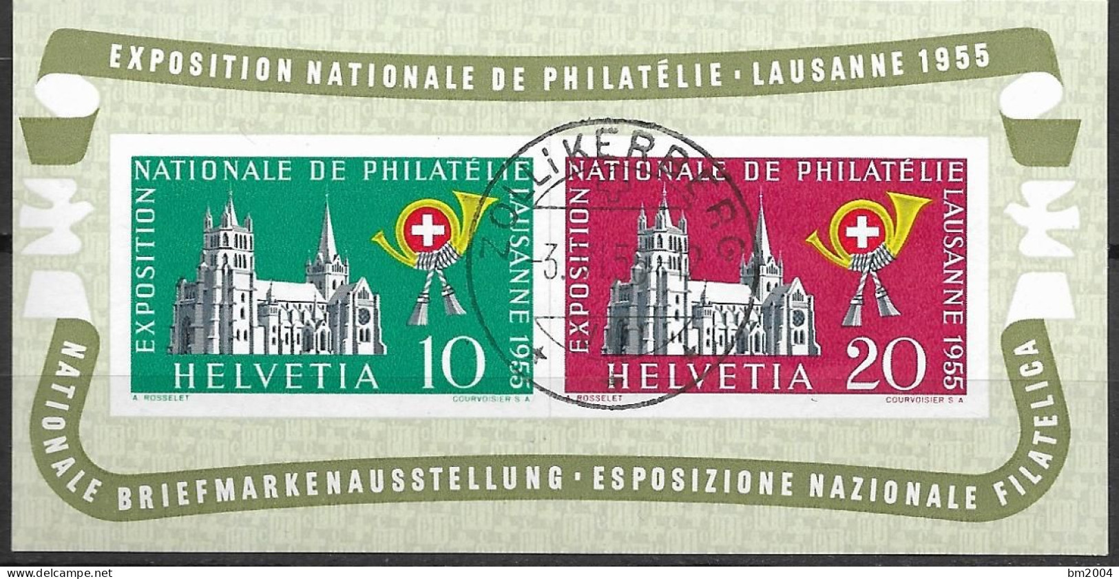 1955 Schweiz Mi. Bl. 15 FD-used   Nationale Briefmarkenausstellung, Lausanne - Gebraucht