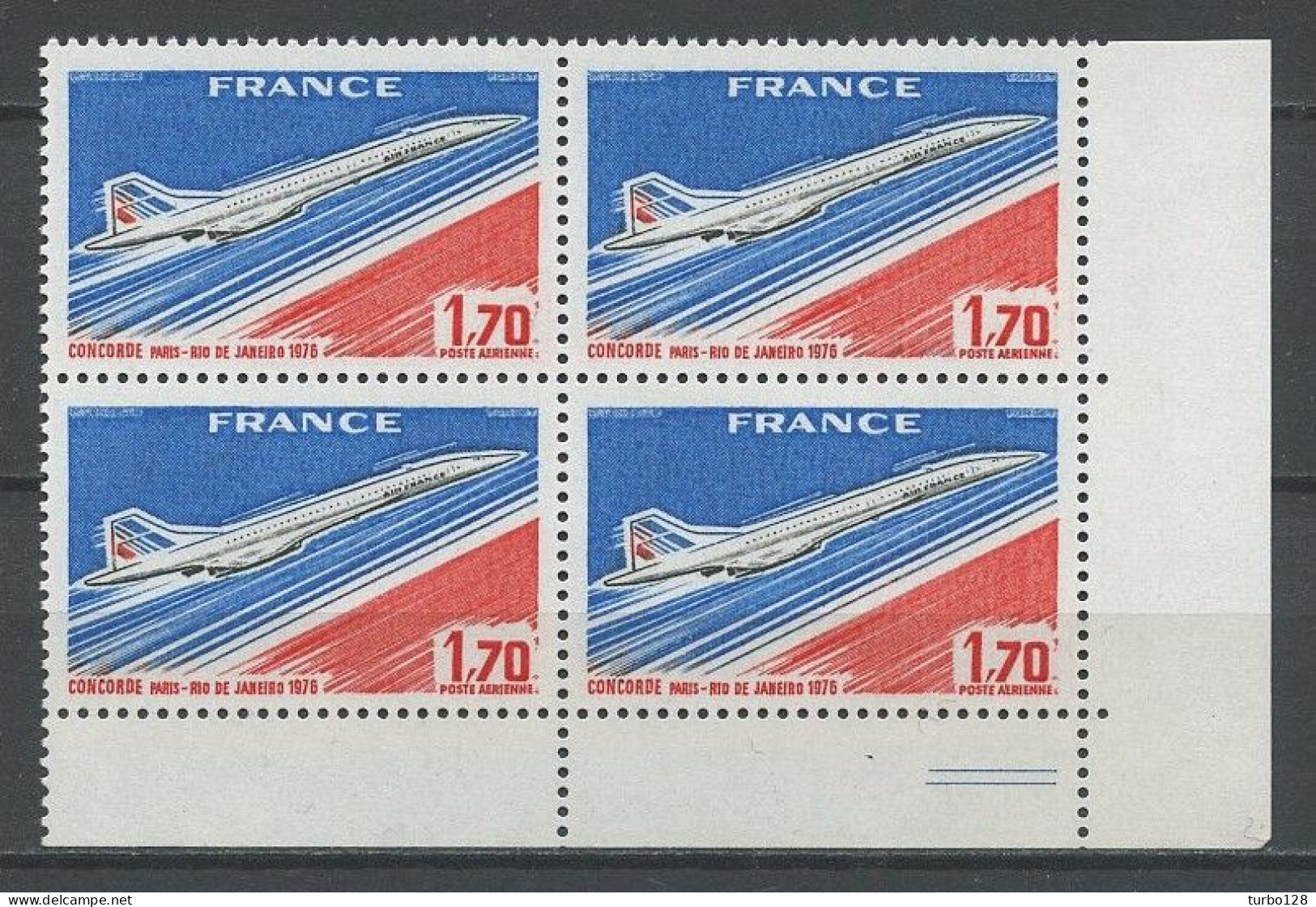 FRANCE 1976 PA N° 49 ** Bloc De 4 Neuf MNH Superbe Avions Planes Concorde Paris-Rio De Janeiro Aviation Transports - 1960-.... Neufs