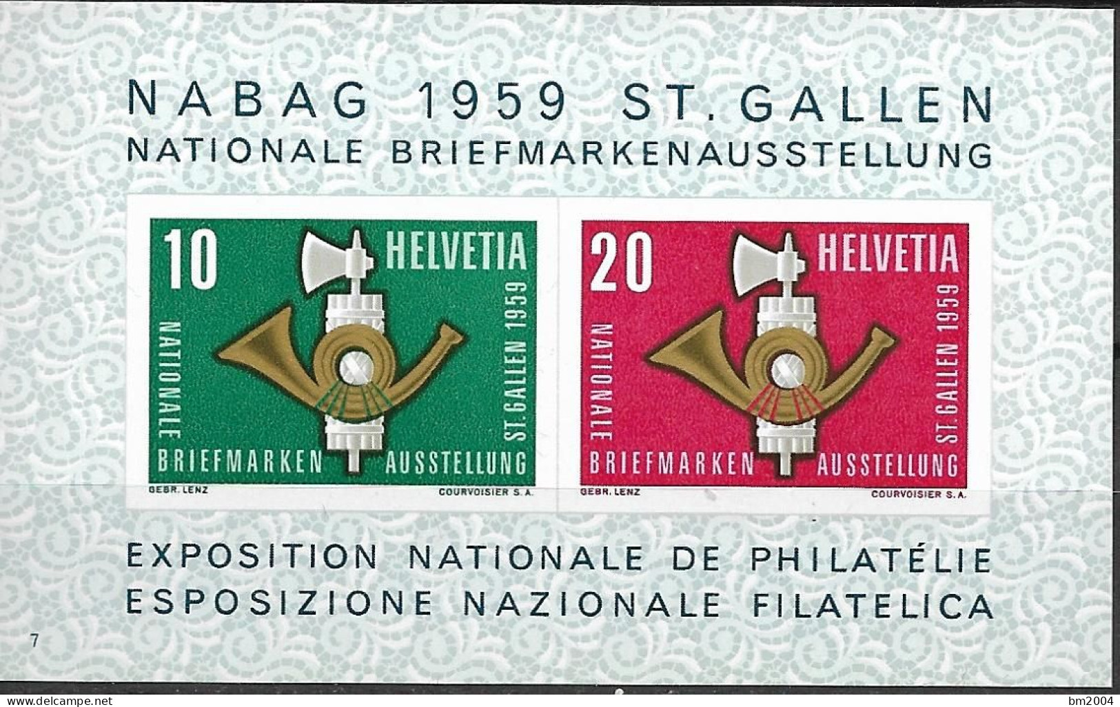 1959 Schweiz Mi. Bl. 16 **MNH    Nationale Briefmarkenausstellung NABAG 1959, St. Gallen - Neufs