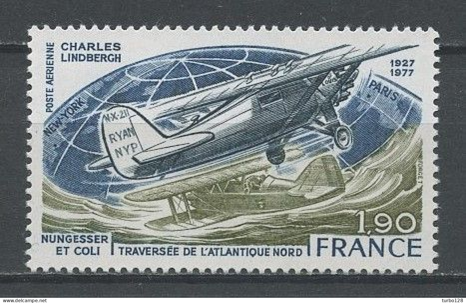 FRANCE 1977 PA N° 50 ** Neuf MNH Superbe C 1 € Avions Planes Charles Lindbergh Traversée Atlantique Aviation Transports - 1960-.... Postfris