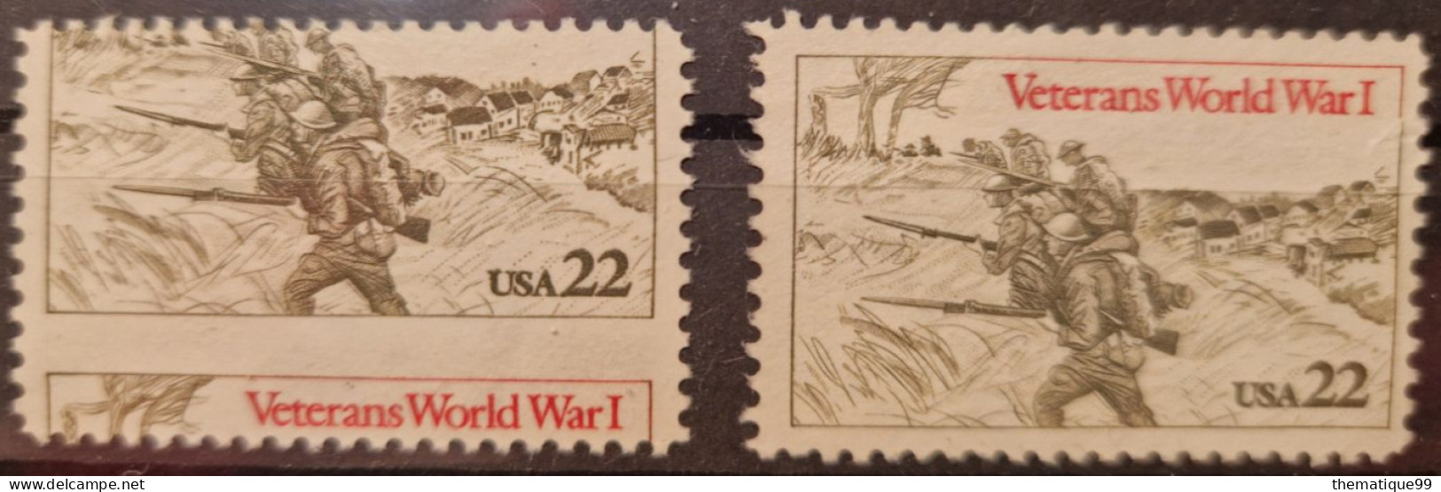 Timbre Des Etats-Unis Avec Variété De Piquage : Les Vétérans De La Première Guerre Mondiale - WW1