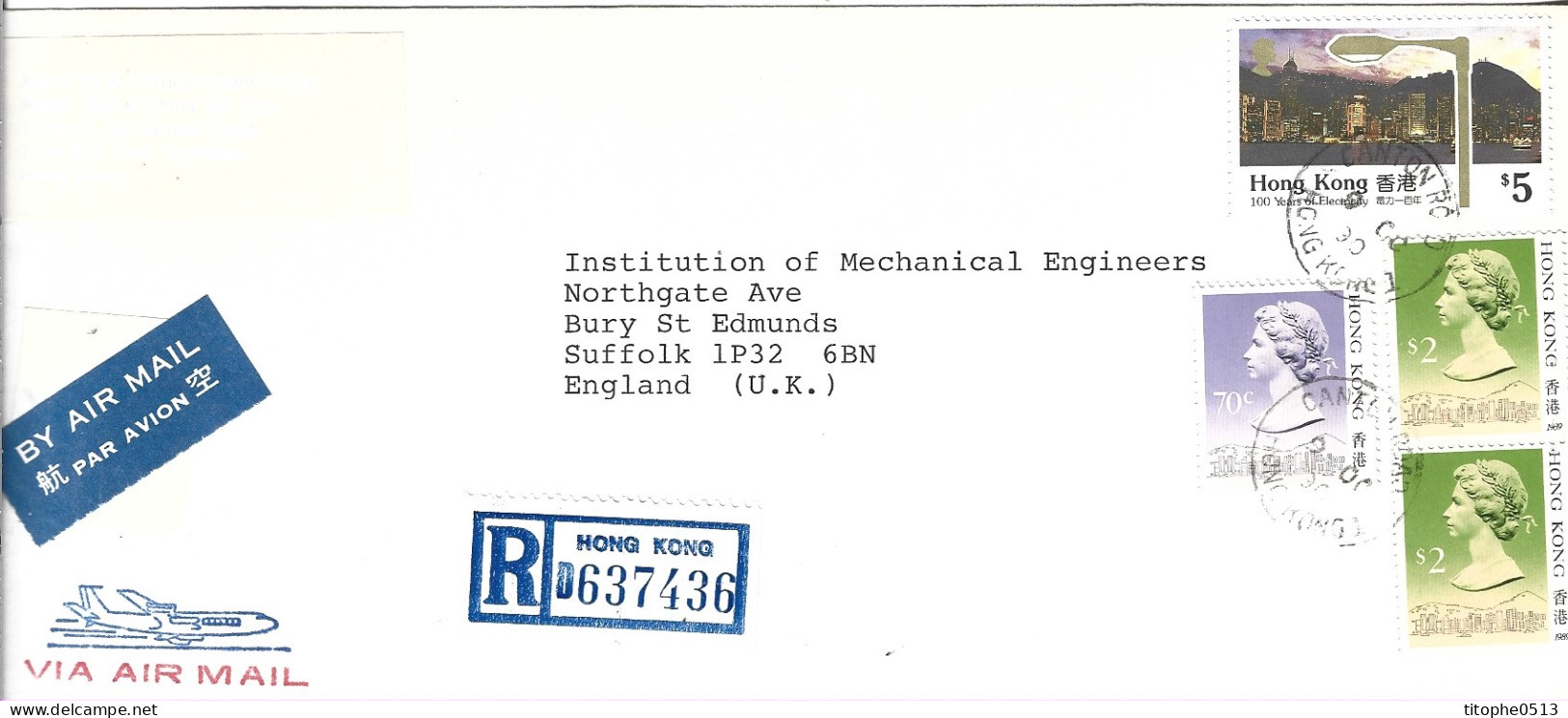 HONG KONG. N°623 De 1990 Sur Enveloppe Ayant Circulé. Electricité. - Electricidad