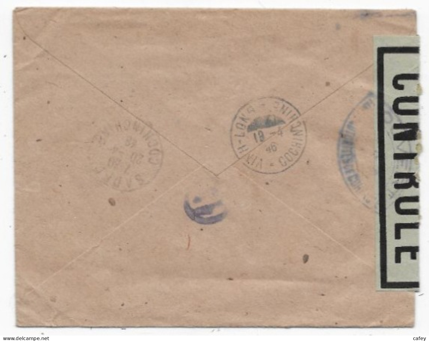 Guerre D'INDOCHINE Lettre FM 1946 Secteur Postal 50273 (verso VINH-LONG) P/ SADEC Censure SAX - Guerra De Indochina/Vietnam