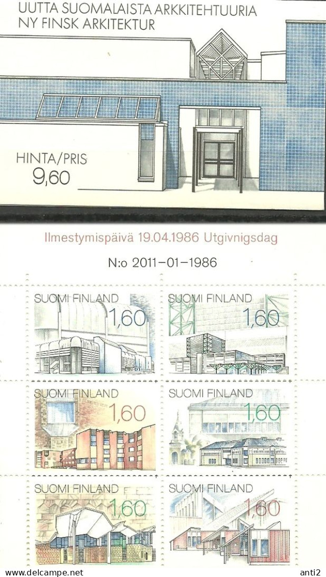 Finland 1986 Architecture (III): Modern Public Buildings  Mi 987-992 In Booklet MH 17 MNH(**) - Unused Stamps