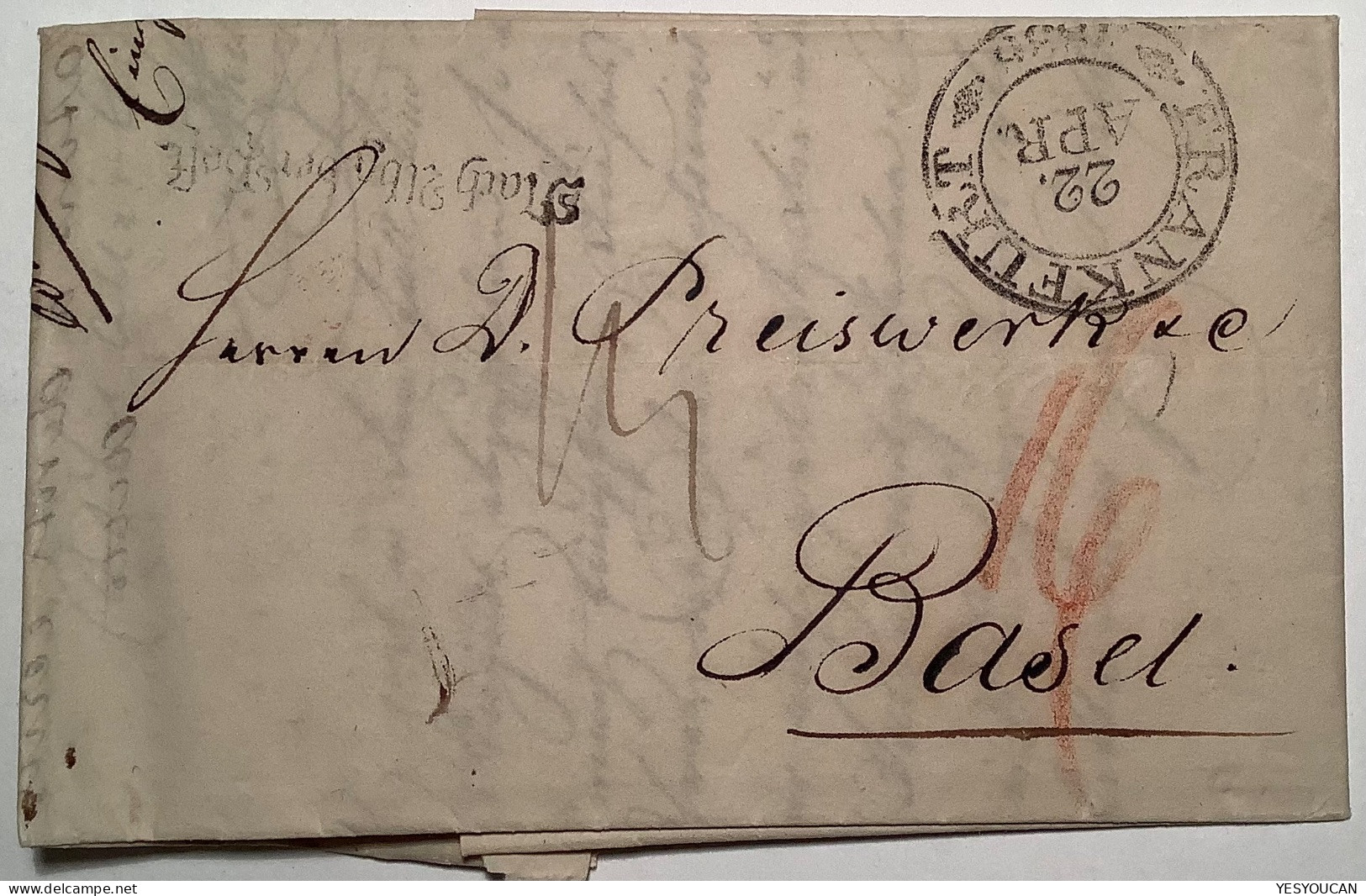 NACH ABGANG DER POST + FRANKFURT 1836 Brief>Basel, Schweiz (Thurn Und Taxis, Am Main - Covers & Documents