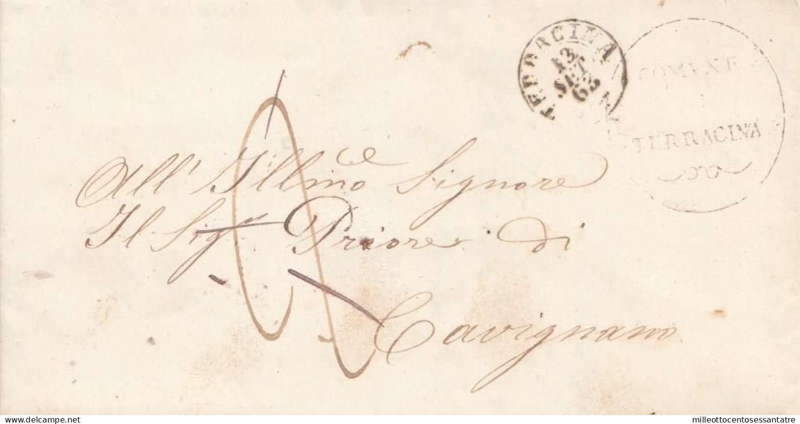 3001 - PONTIFICIO - Lettera Con Testo Del 13 Settembre 1863 Da Terracina A Gavignano - - Etats Pontificaux