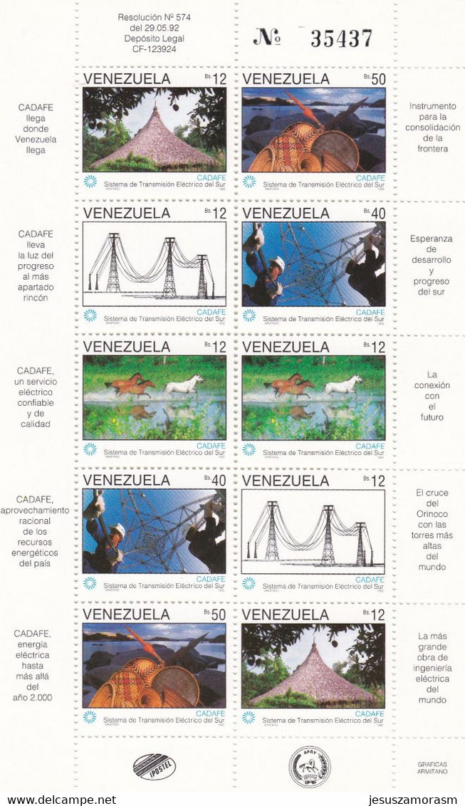 Venezuela Nº 1588 Al 1592 En Hoja De 2 Series - Venezuela