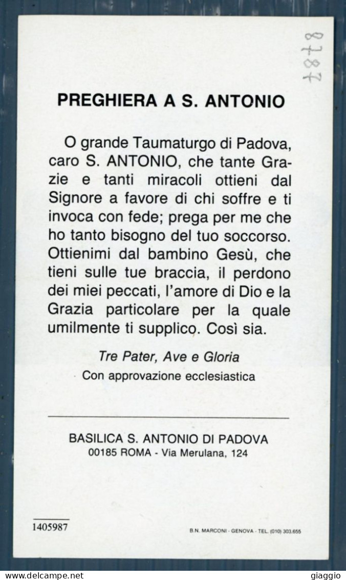 °°° Santino N. 8787 - S. Antonio Di Padova °°° - Religión & Esoterismo