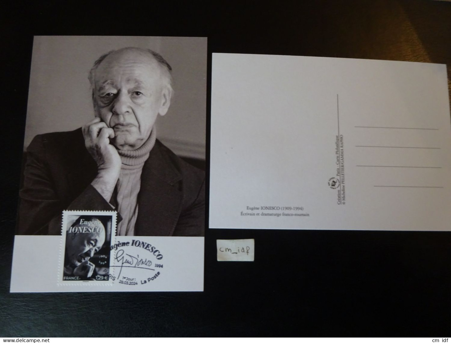 FRANCE 2024 1,29 EURO " EUGÈNE IONESCO 1909 - 1994 " OBL. 1ER JOUR 28.03.24 CARTE POSTALE F.D.C. ÉCRIVAIN DRAMATURGE - 2020-…