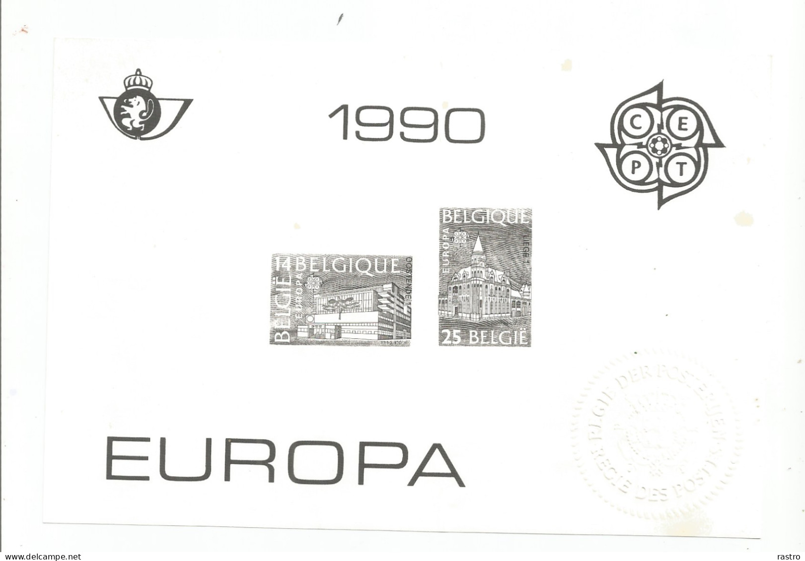 Europa 1990 (Bâtiments Postaux)      Format Non-standard  :  192 X 130 Mm     !!!! - Feuillets N&B Offerts Par La Poste [ZN & GC]