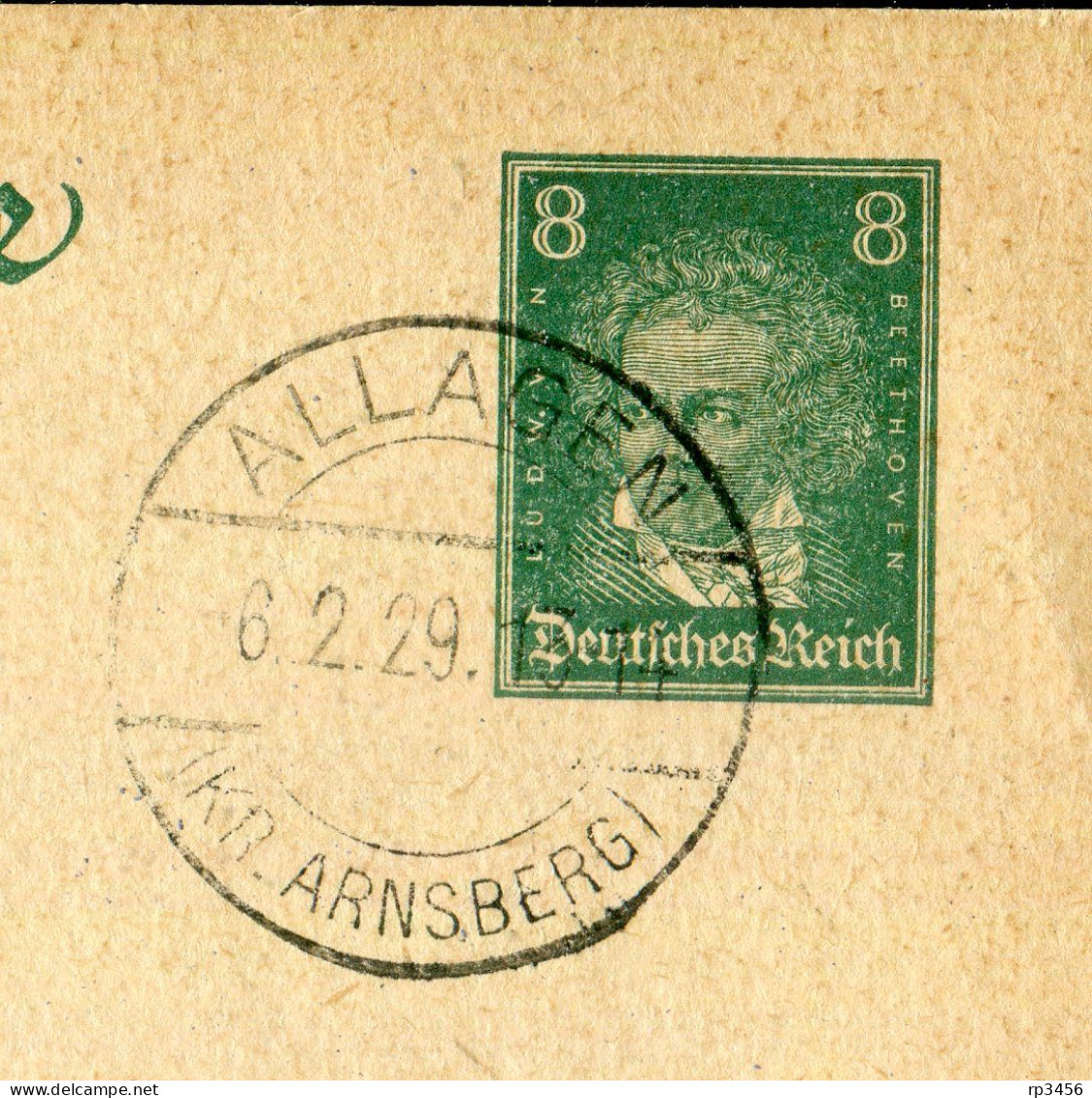 "DEUTSCHES REICH" 1929, Postkarte Mit Stegstempel "ALLAGEN (KR. ARNSBERG)" (R0133) - Cartes Postales