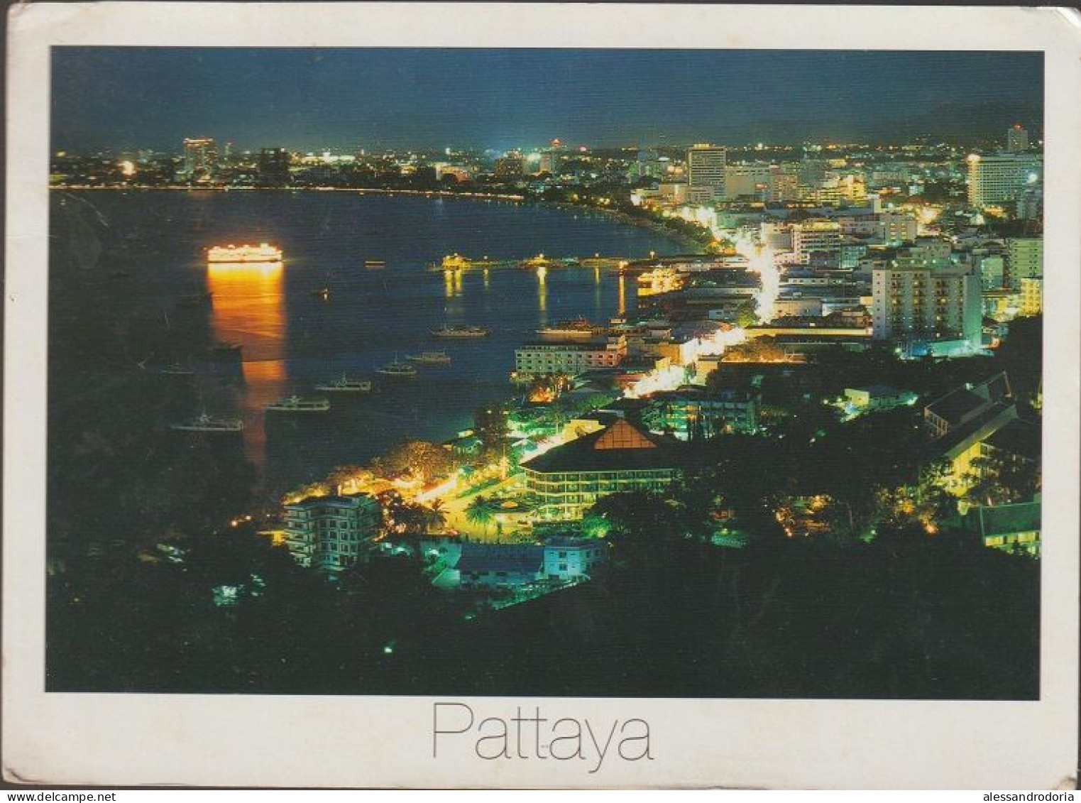 Cartolina Viaggiata Affrancata Pattaya Night Tailandia Francobollo 15 Bath - Other & Unclassified