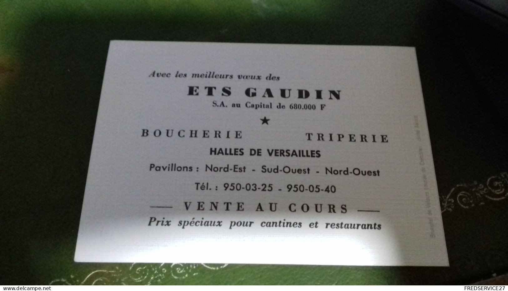 234 / CALENDRIER 1978 ETS GAUDIN BOUCHERIE TRIPERIE  HALLES DE VERSAILLES - Small : 1971-80