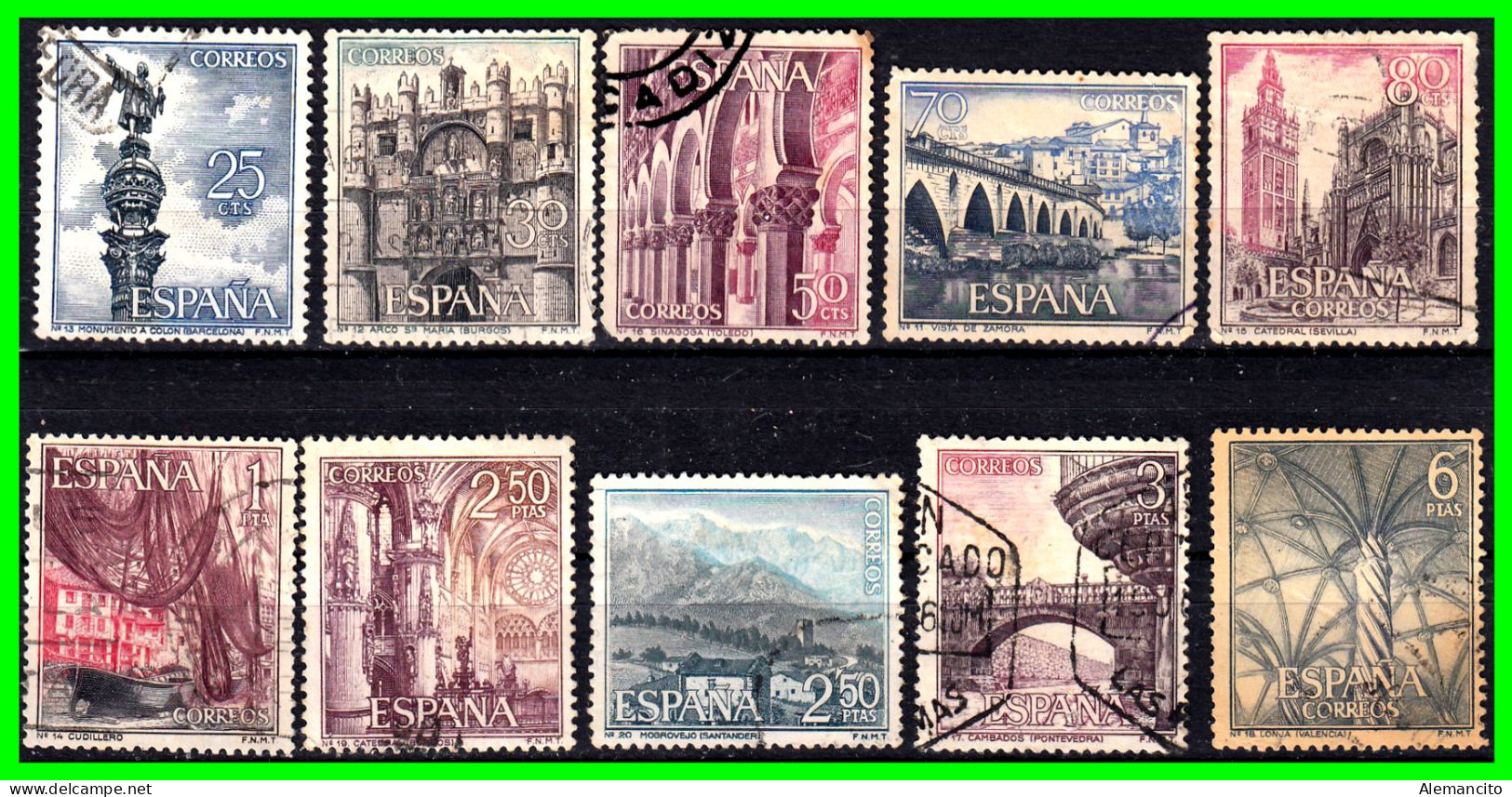 ESPAÑA SELLOS AÑO 1965 - SERIE TURISTICA - SERIE - - Usados