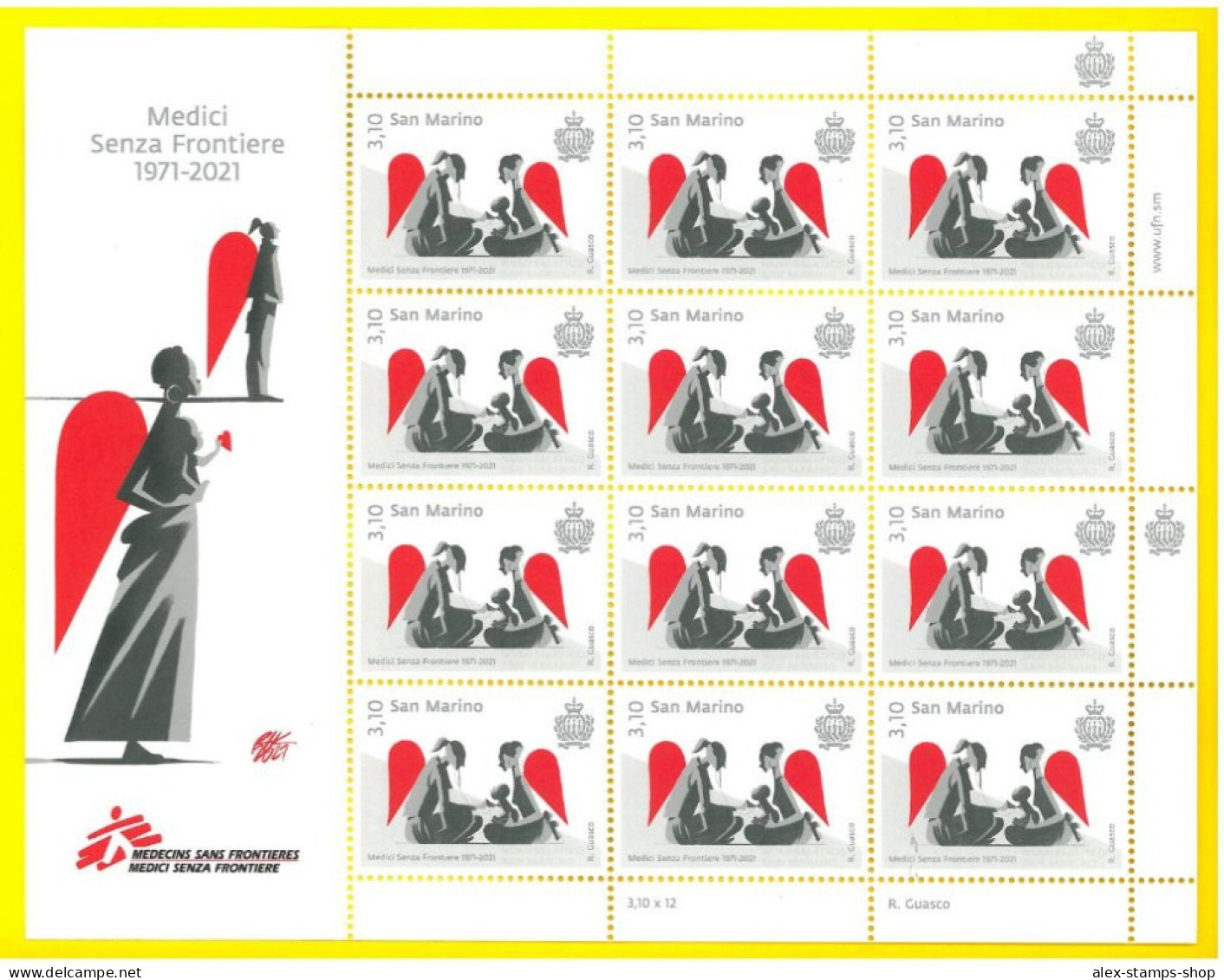 SAN MARINO 2021 New Sheet 50° Aniversary Medici Senza Frontiere - Blocs-feuillets