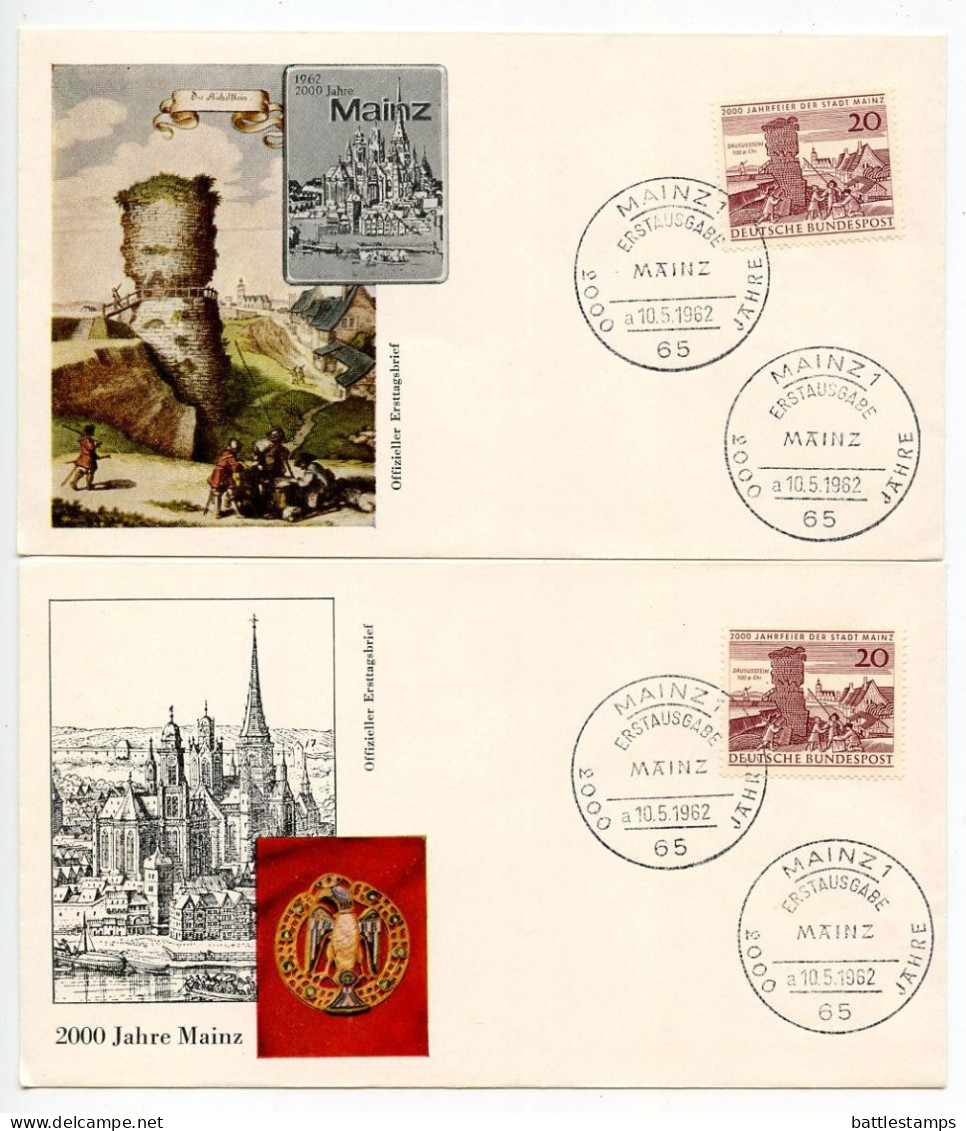 Germany, West 1962 3 FDCs Scott 848 Mainz 2000th Anniversary - 1961-1970