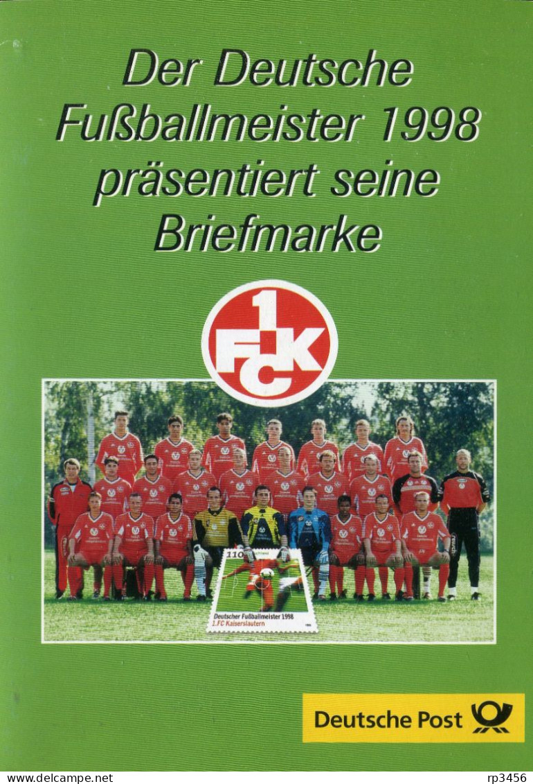 "BUNDESREPUBLIK DEUTSCHLAND" 1998, Folder Der Deutschen Post Mit Ausgabe "1. FC Kaiserslautern" (R0142) - Club Mitici