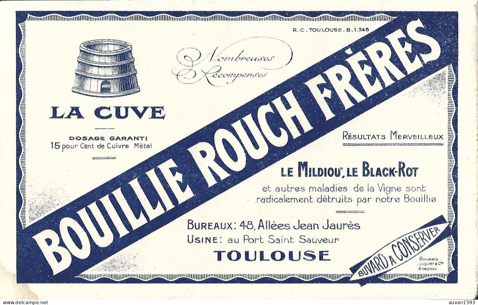 Buvard Bouillie Rouch Frères Toulouse - Agriculture