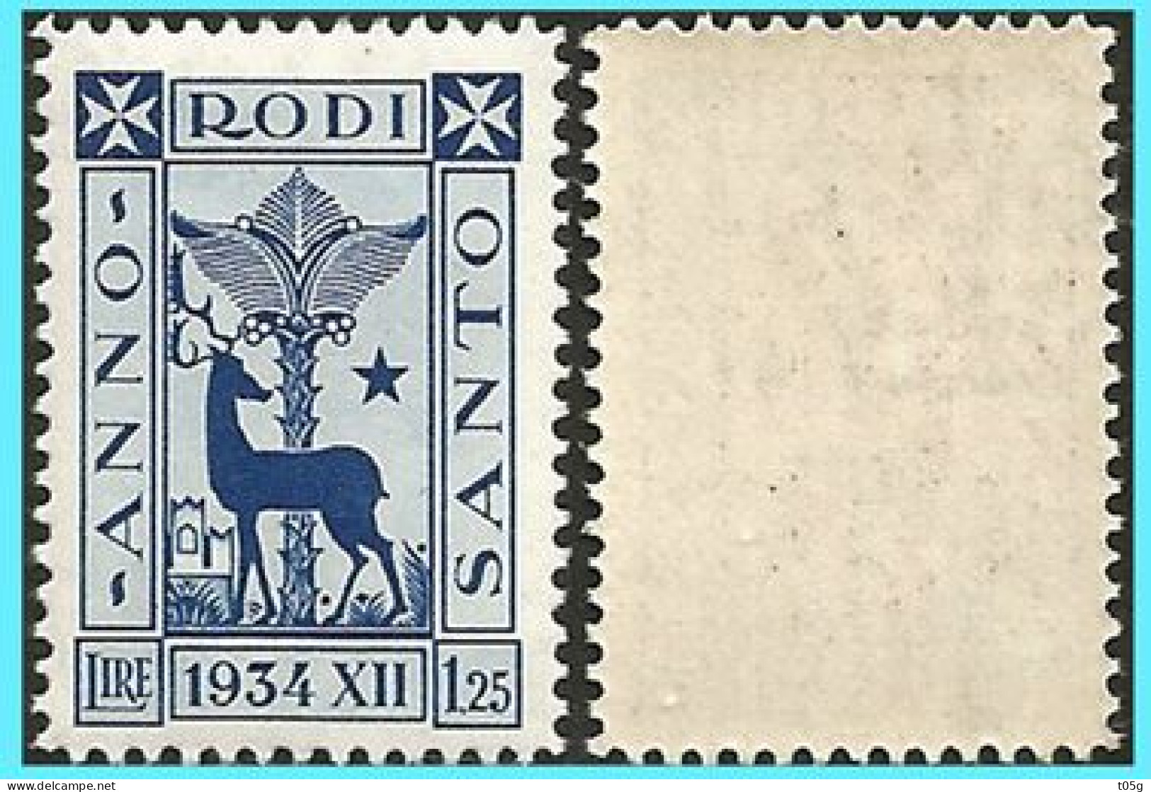 GREECE-GRECE - Hellas Egeo Rodi Italy: 1.25Lire From Set "Holy Years 1934&rdquo;  MNH** - Dodécanèse