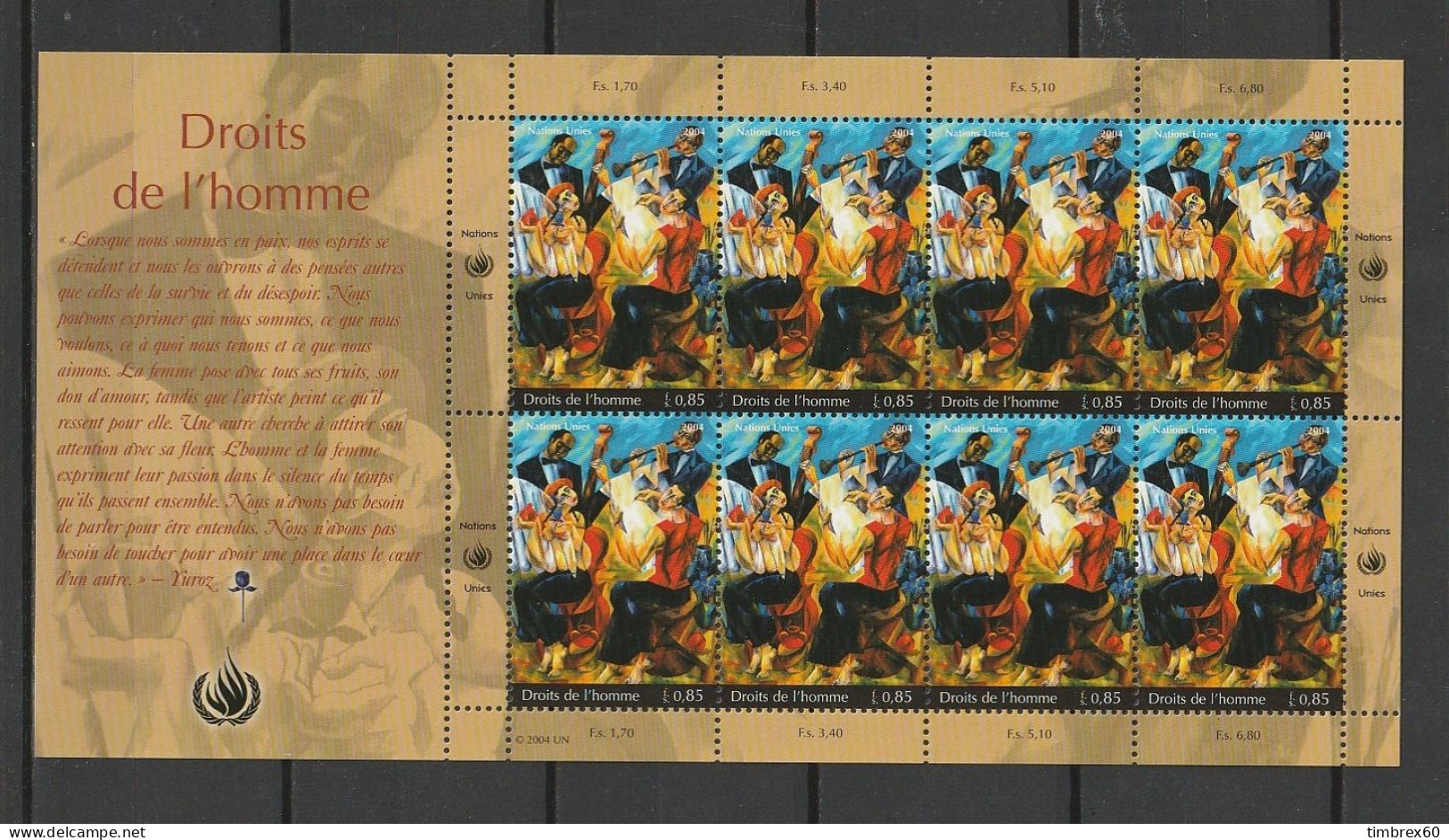 ONU - GENEVE - LOT 122 - ANNEE 2004 - NEUF** - 2 SCANS - UNO