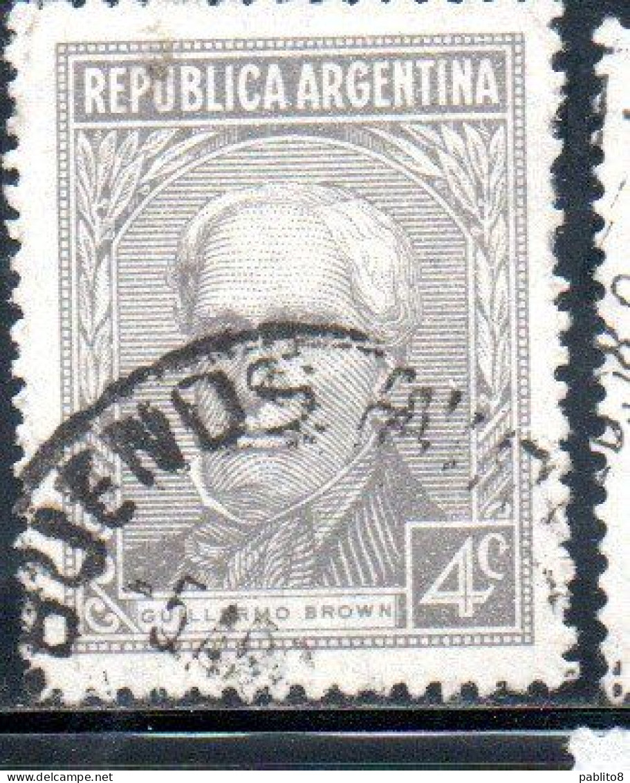 ARGENTINA 1935 1951 BROWN 4c USED USADO OBLITERE' - Gebraucht