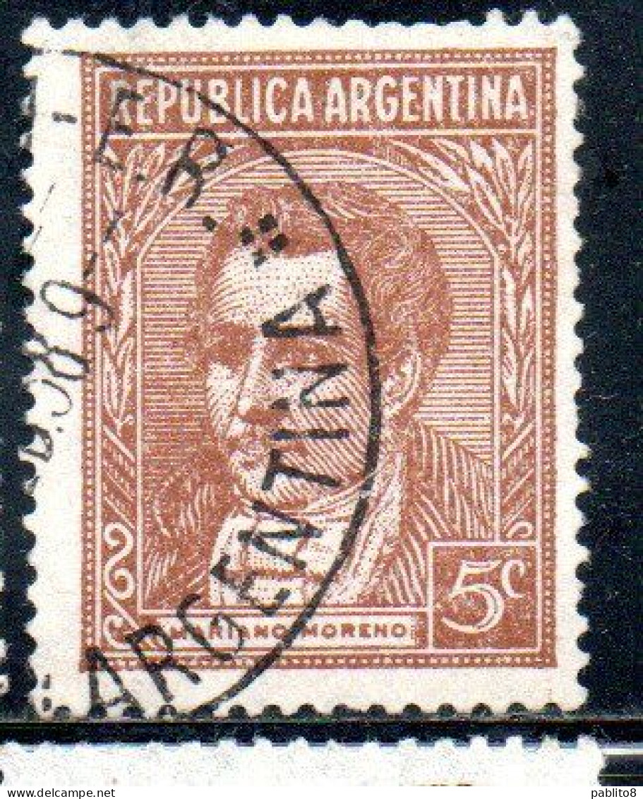 ARGENTINA 1935 1951 1939 MORENO 5c USED USADO OBLITERE' - Gebraucht