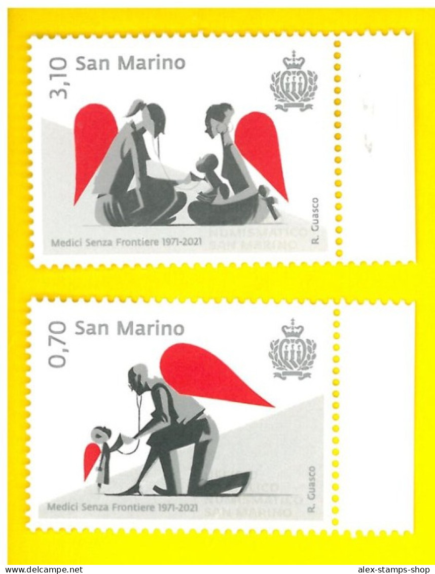 SAN MARINO 2021 50° Aniversary Medici Senza Frontiere - New Set 2 Val. - Ongebruikt