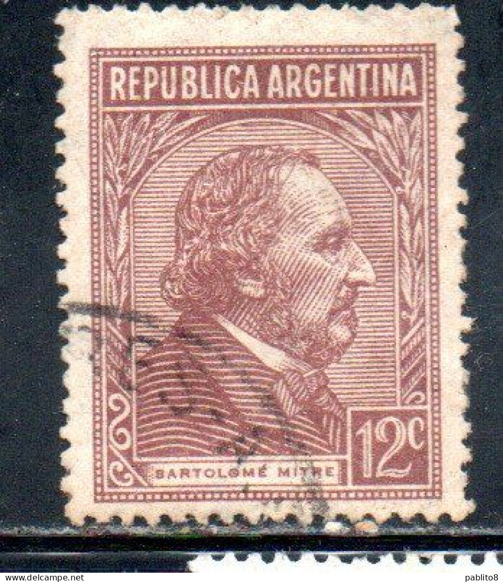 ARGENTINA 1935 1951 RIVADAVIA 12c USED USADO OBLITERE' - Usados