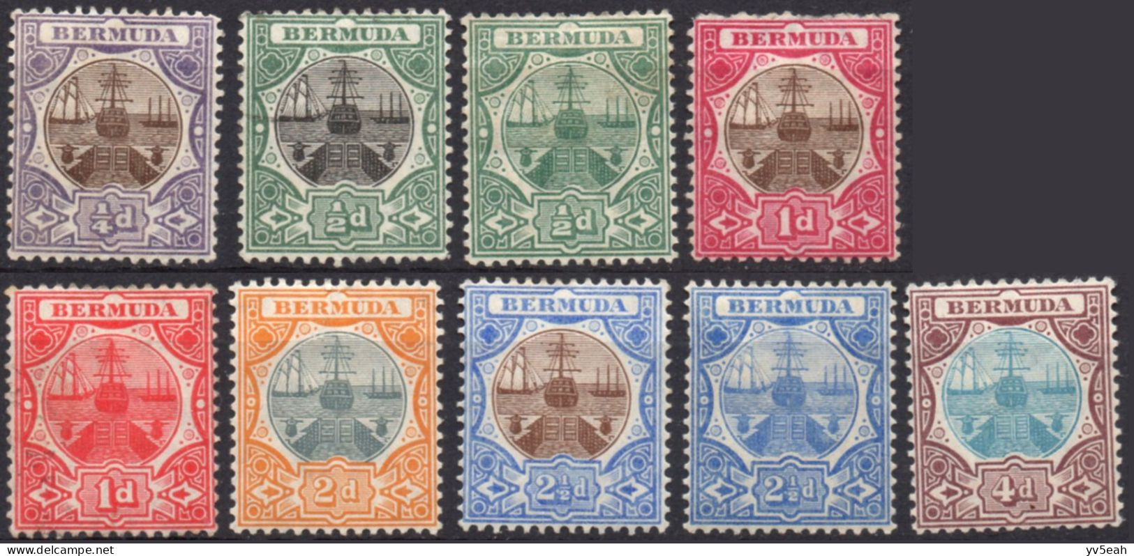 BERMUDA/1906-10/MH/SC#31-9/ DRY DOCK / FULL SET - Bermudas