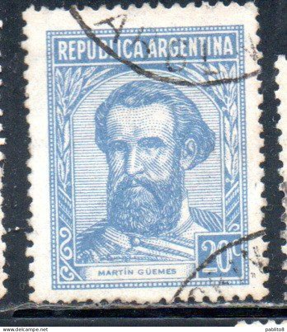 ARGENTINA 1935 1951 MARTIN GUEMES 20c USED USADO OBLITERE' - Usati