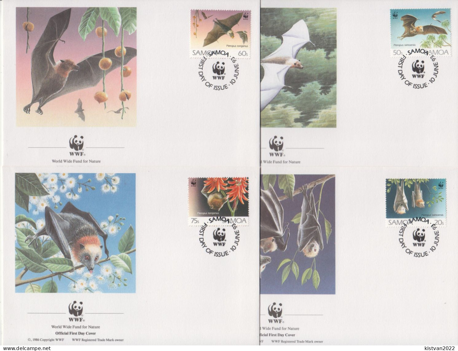 Samoa Set On 4 FDCs - Pipistrelli