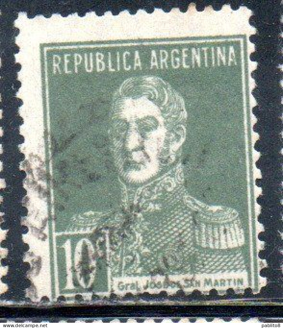 ARGENTINA 1935 1951 JOSE DE SAN MARTIN 10c USED USADO OBLITERE' - Gebraucht