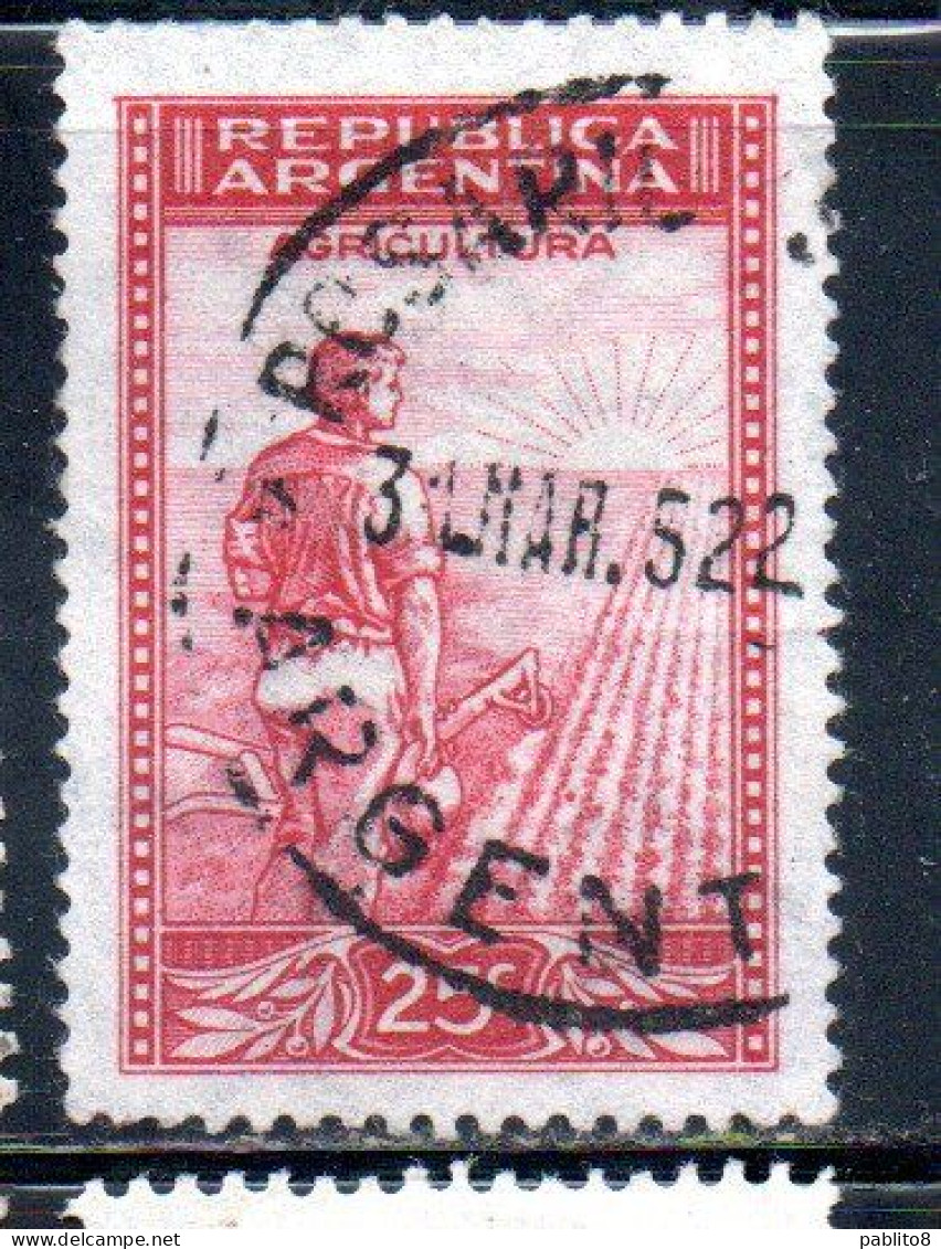 ARGENTINA 1935 1951 1936 AGRICULTURE 25c USED USADO OBLITERE' - Usati