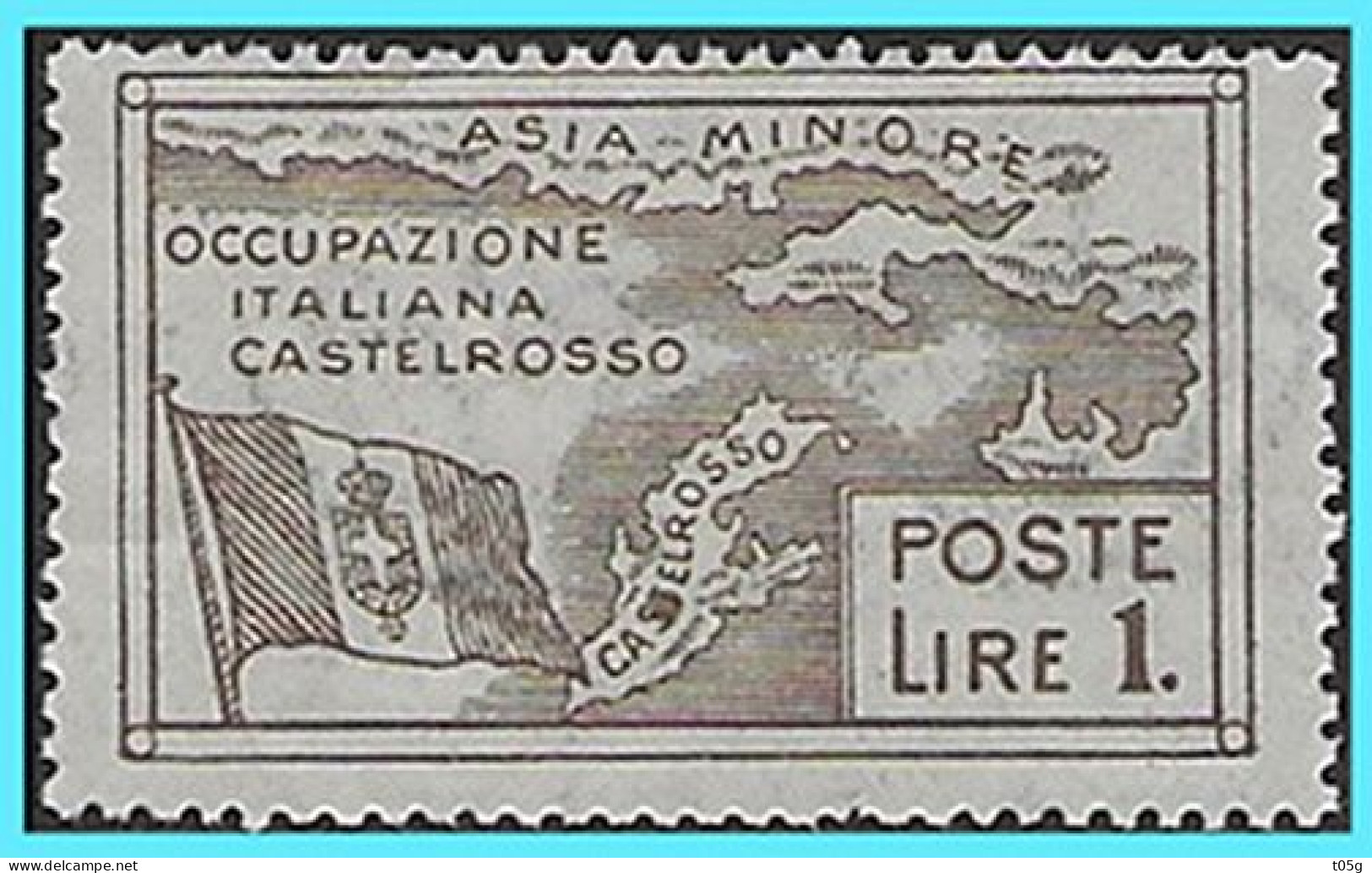 CASTELLORIZO- GREECE- GRECE - HELLAS- ITALY 1923: 1Lire Italian Post Office - From Set MNH** - Dodekanisos