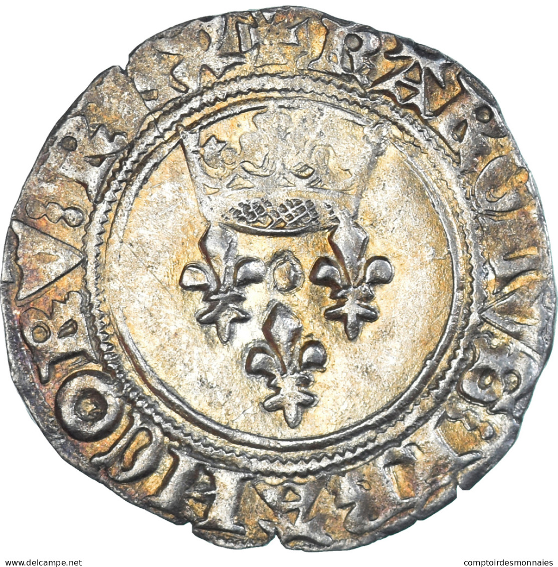 Monnaie, France, Charles VI, Gros Dit "Florette", 1380-1422, Châlons-Sur-Marne - 1380-1422 Karel VI De Waanzinnige