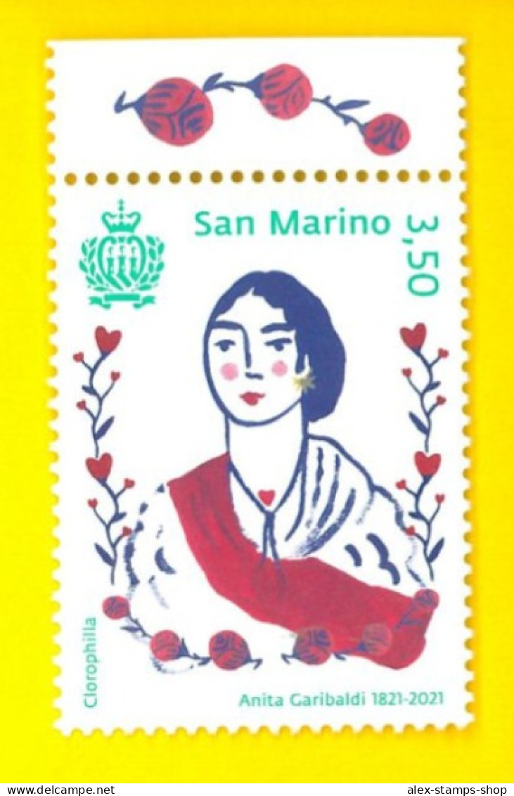 SAN MARINO 2021 Born Anita GARIBALDI - New - Unused Stamps