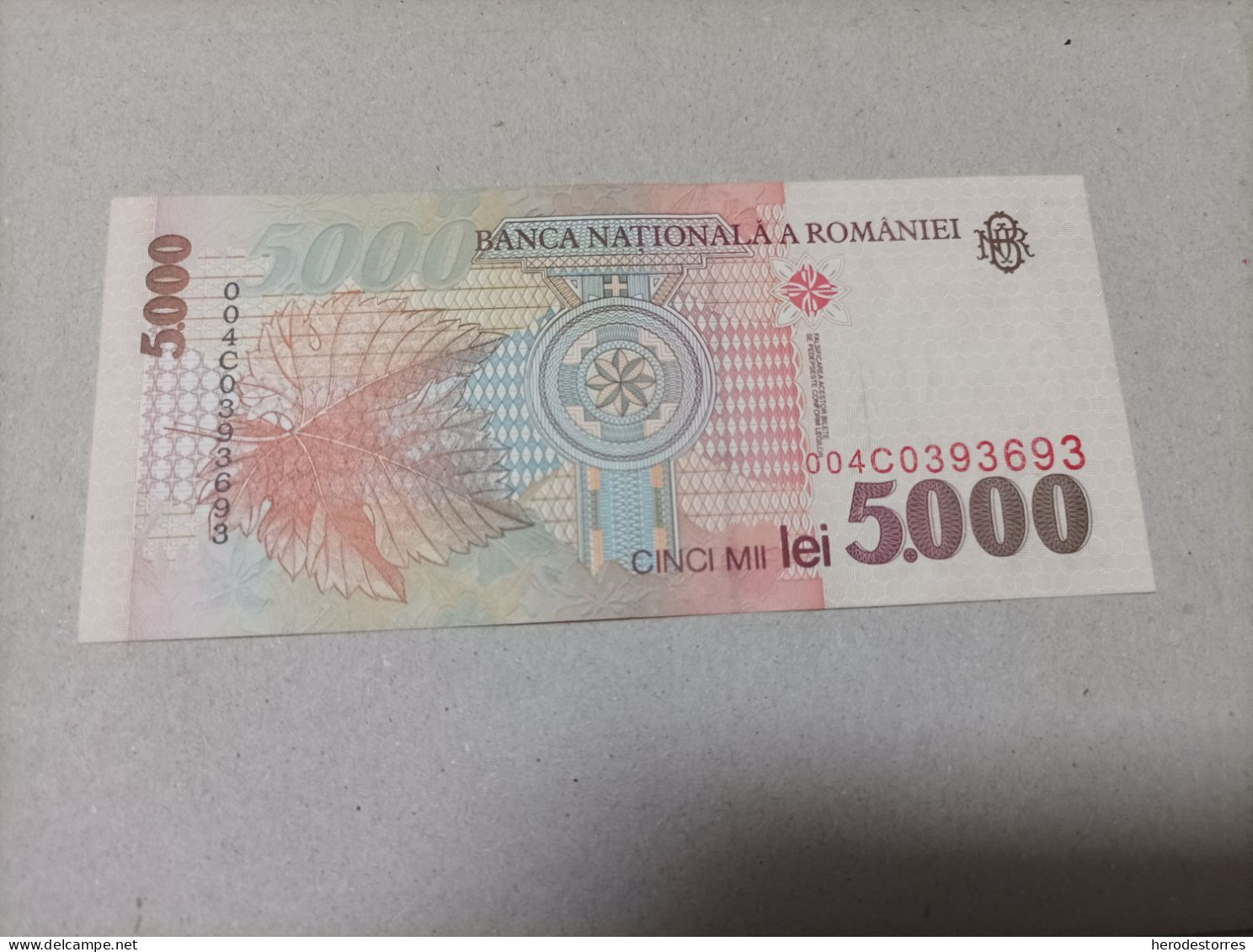 Billete Rumania 5000 Lei, Año 1998, Nº Bajisimo, UNC - Roemenië