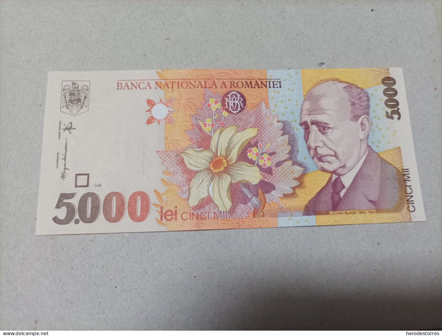 Billete Rumania 5000 Lei, Año 1998, Nº Bajisimo, UNC - Roemenië