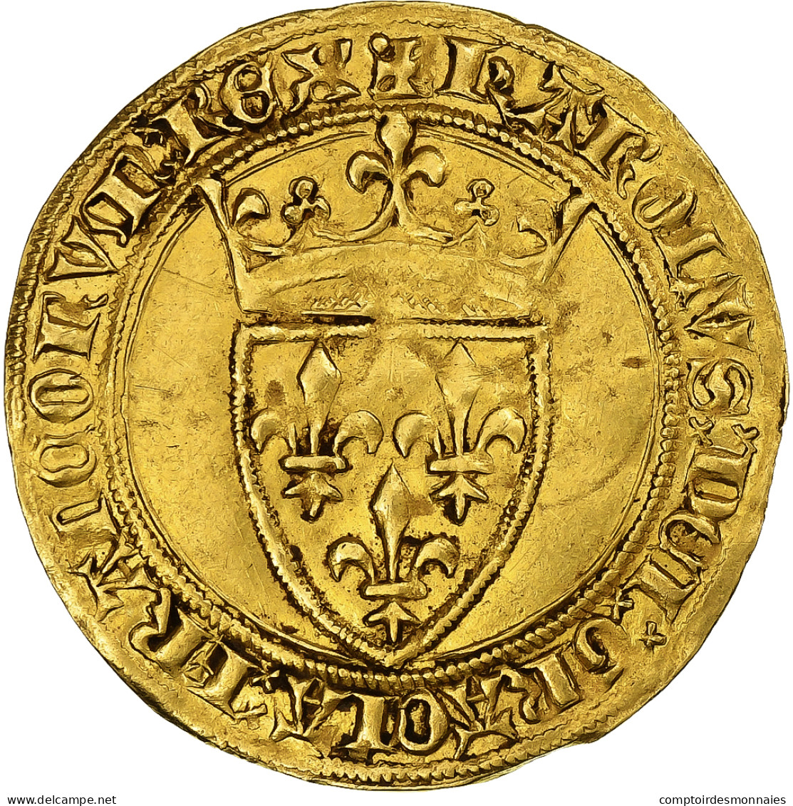 France, Charles VI, Ecu D'or, Ecu D'or à La Couronne, Or, TTB+, Duplessy:369 - 1380-1422 Carlos VI El Bien Amado