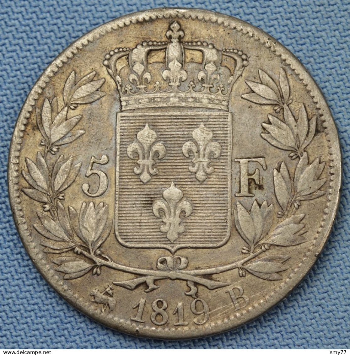 France • 5 Francs 1819 B • Louis XVIII • Tête Nue • Rouen Lambert • F#309/40 • [24-518] - 5 Francs