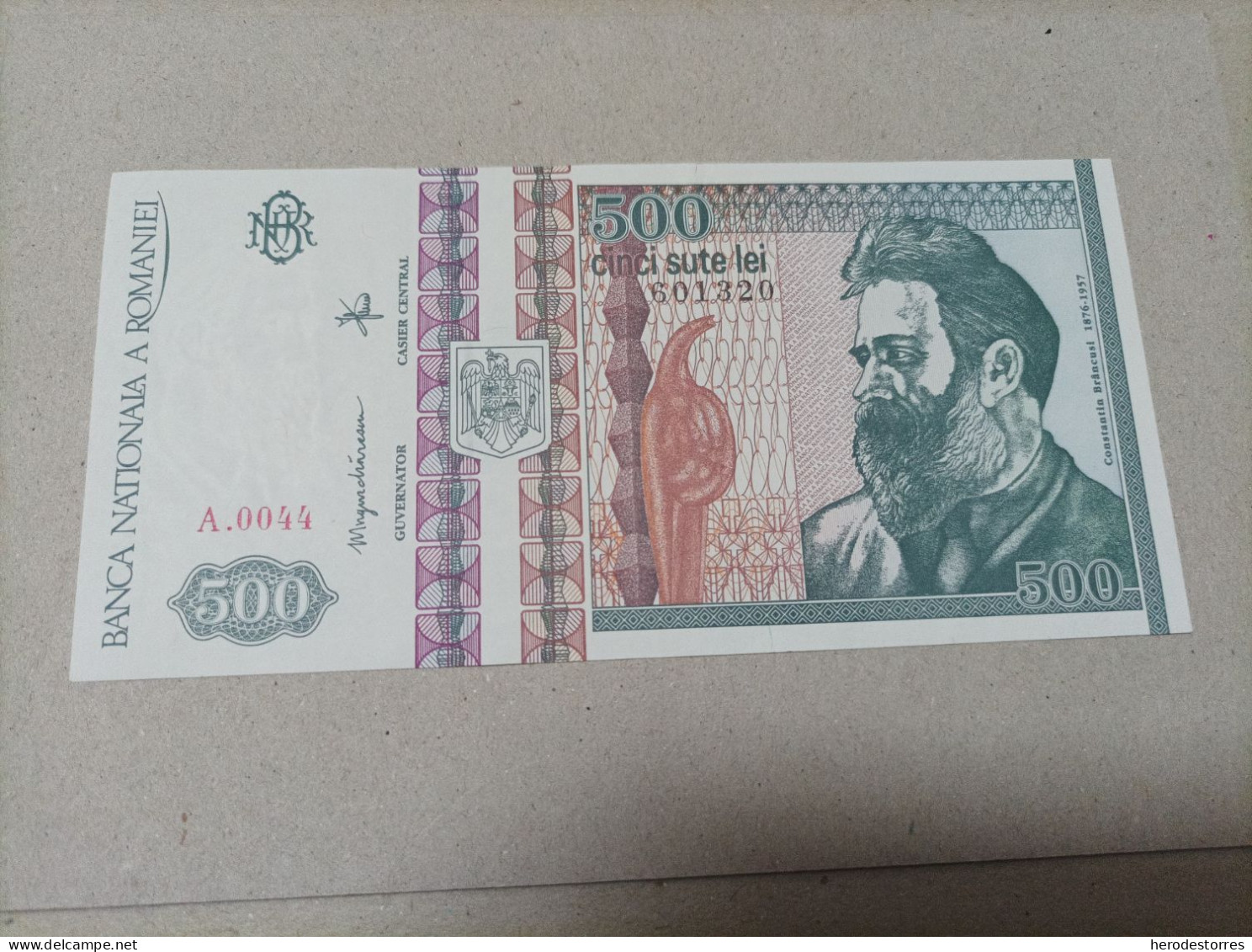 Billete Rumania 500 Lei, Año 1992, Serie A, Nº Bajisimo 0044, UNC - Roemenië