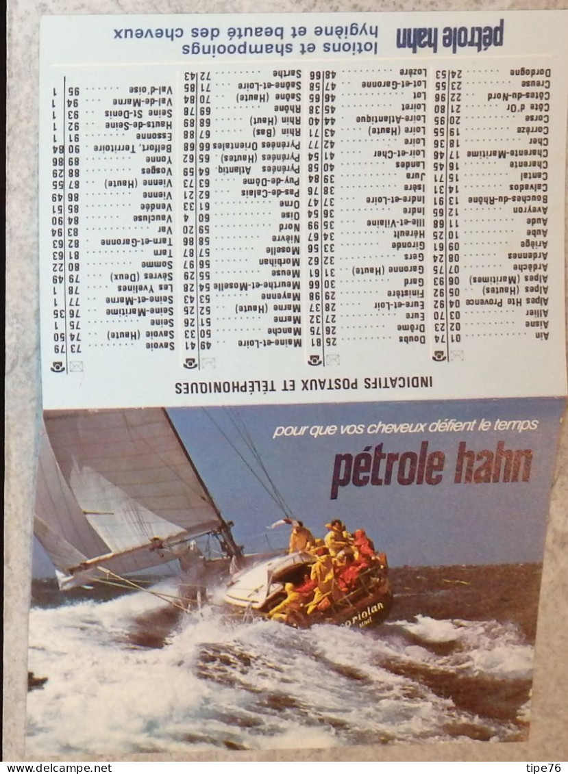 Petit Calendrier De Poche 1978 Pétrole Hahn Lotions Et Shampooings - Vateau Voilier - Formato Piccolo : 1971-80