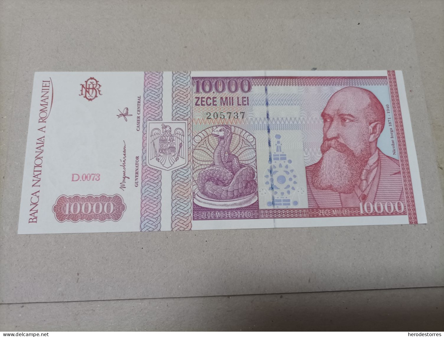 Billete Rumania 10000 Lei, Año 1994, Nº Bajisimo 0073, UNC - Roemenië