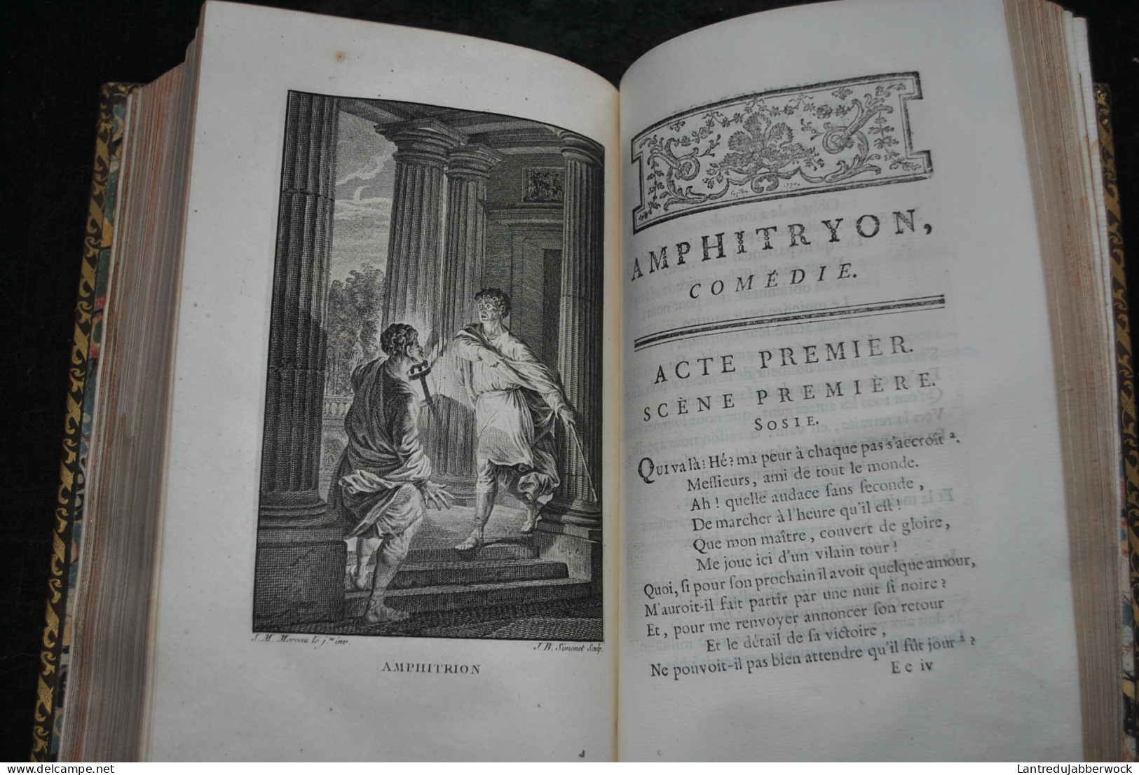 BRET Oeuvres de Molière avec remarques grammaticales & observations T4 SEUL La Compagnie des Libraires 1788 cuir gravure