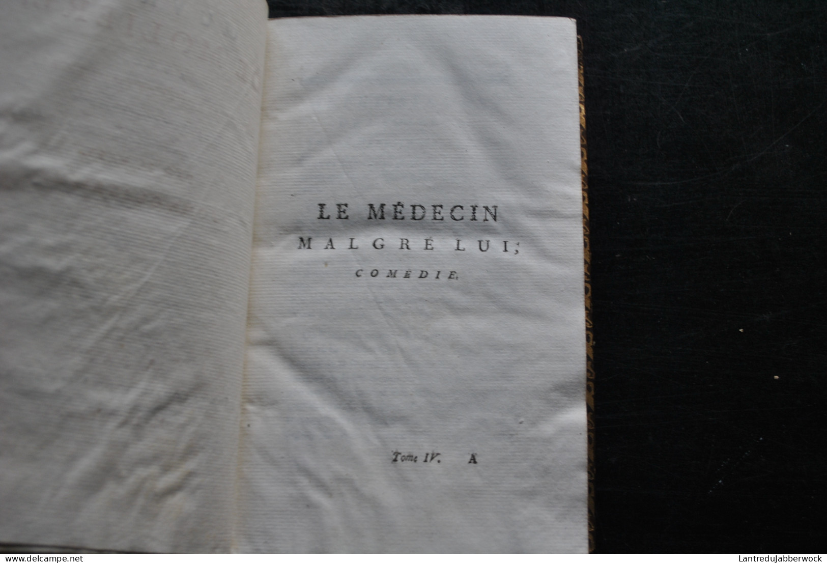 BRET Oeuvres de Molière avec remarques grammaticales & observations T4 SEUL La Compagnie des Libraires 1788 cuir gravure