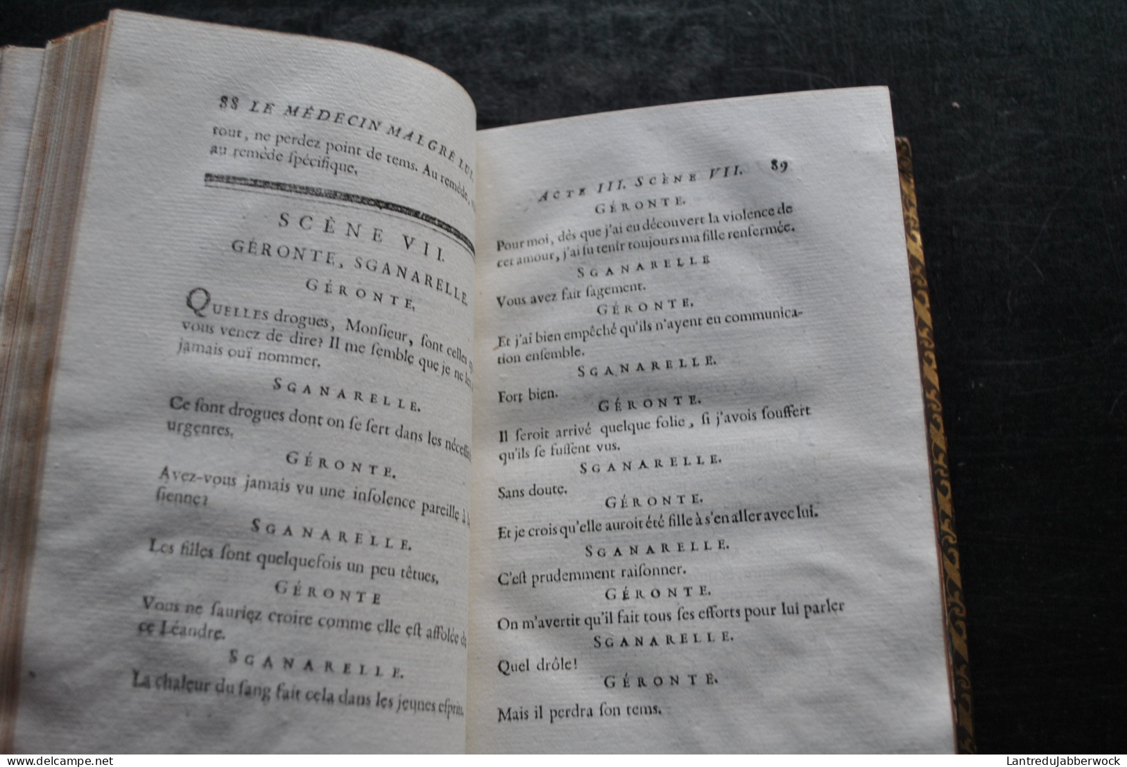 BRET Oeuvres de Molière avec remarques grammaticales & observations T4 SEUL La Compagnie des Libraires 1788 cuir gravure