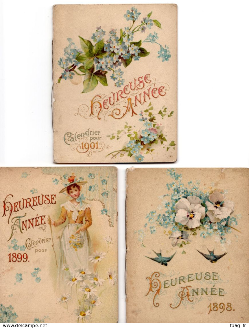 Lot De 3 Calendriers "K & F" - 1898, 1899 Et 1901 (taille Fermé : 10 Cm X 13 Cm) - Petit Format : ...-1900